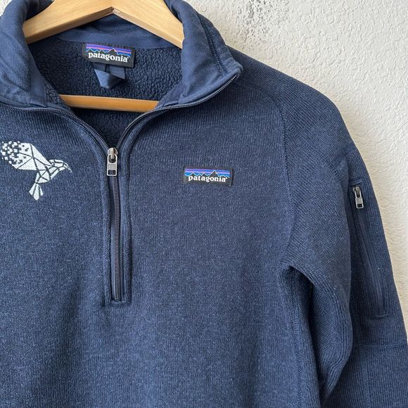 PATAGONIA Womens Better Sweater 1/4-Zip Pullover in Navy Company Logo - Picture 3 of 9